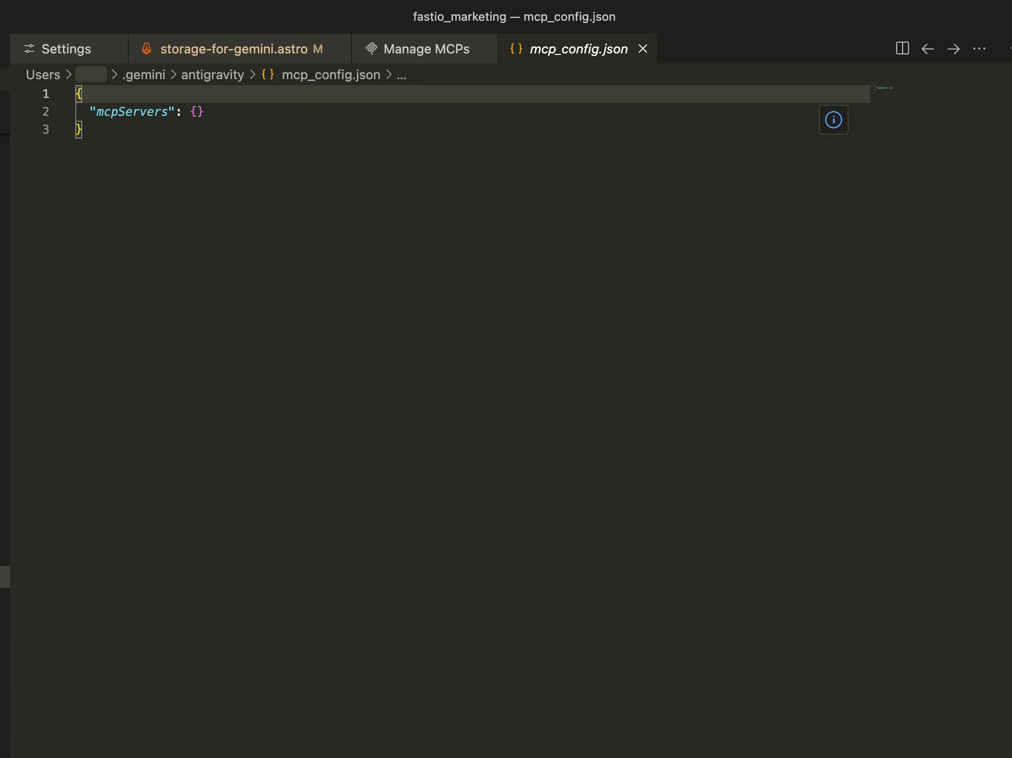 Empty mcp_config.json file in Antigravity IDE