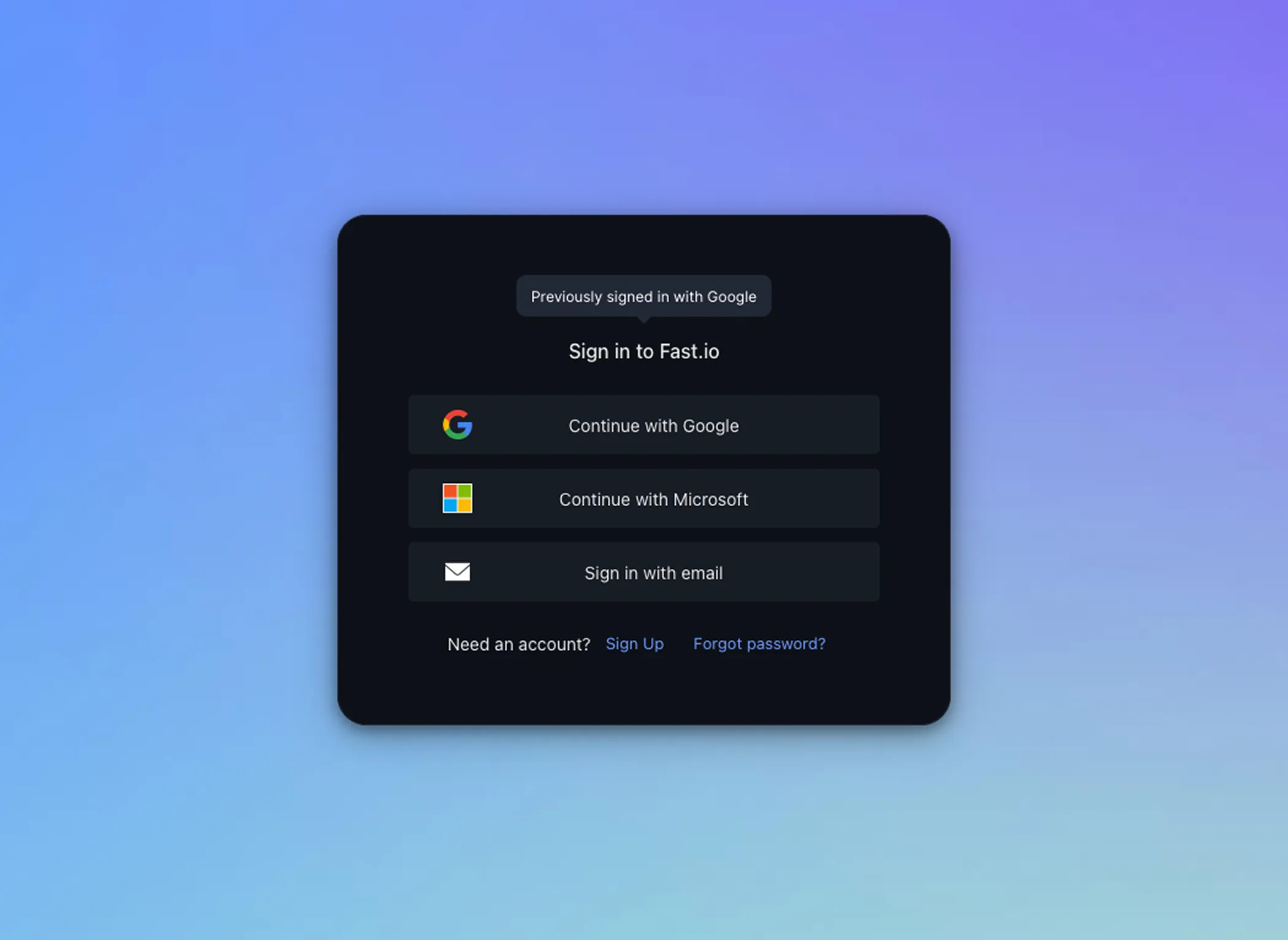 Fast.io sign in page