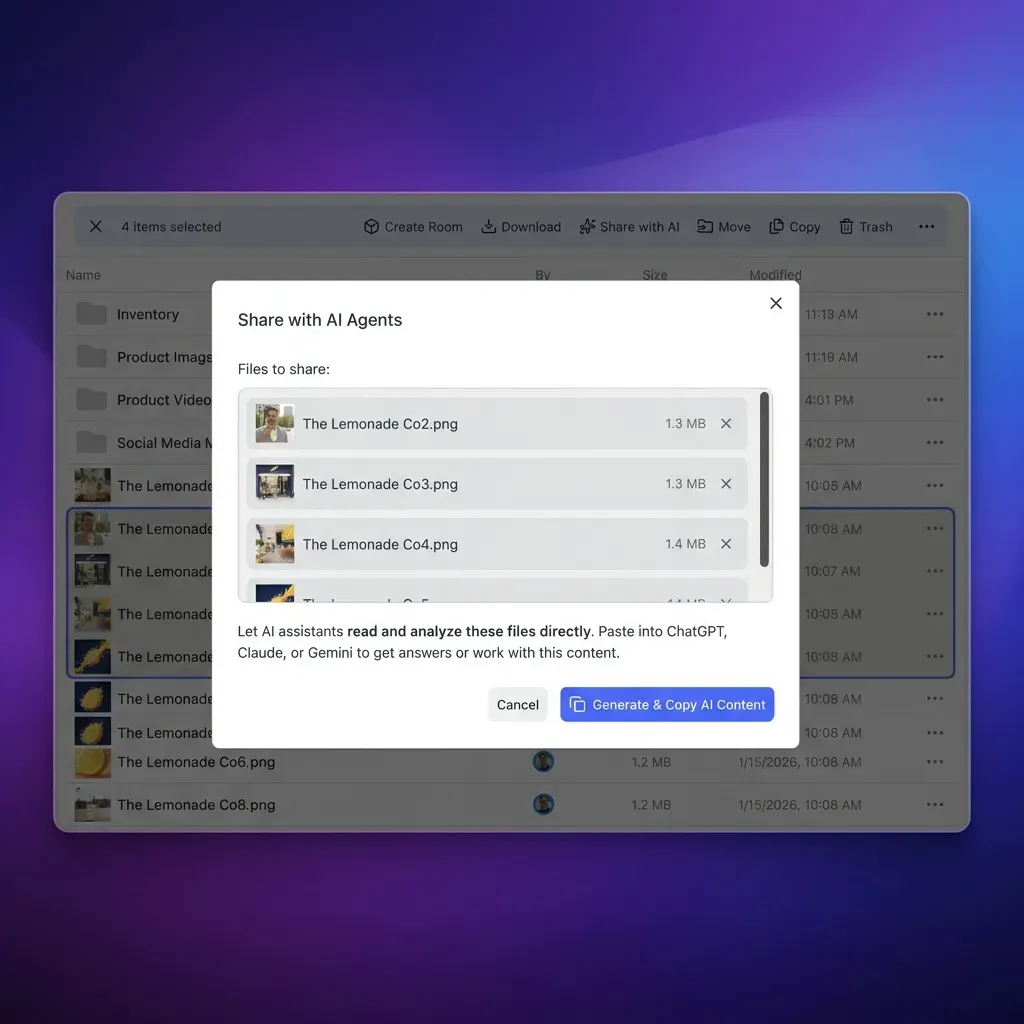 AI agent workspace with shared file access and collaboration tools