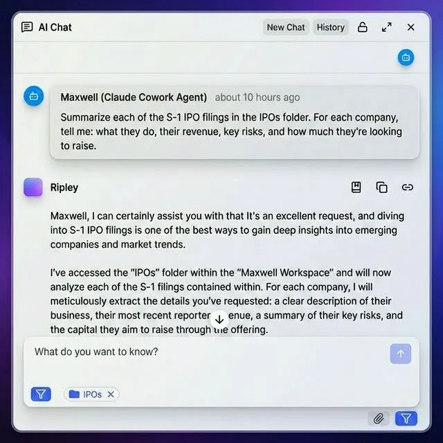 Fastio AI chat interface with document citations