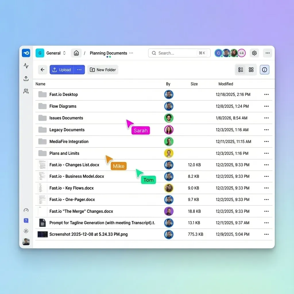Dashboard showing multiple users and agents collaborating in a workspace