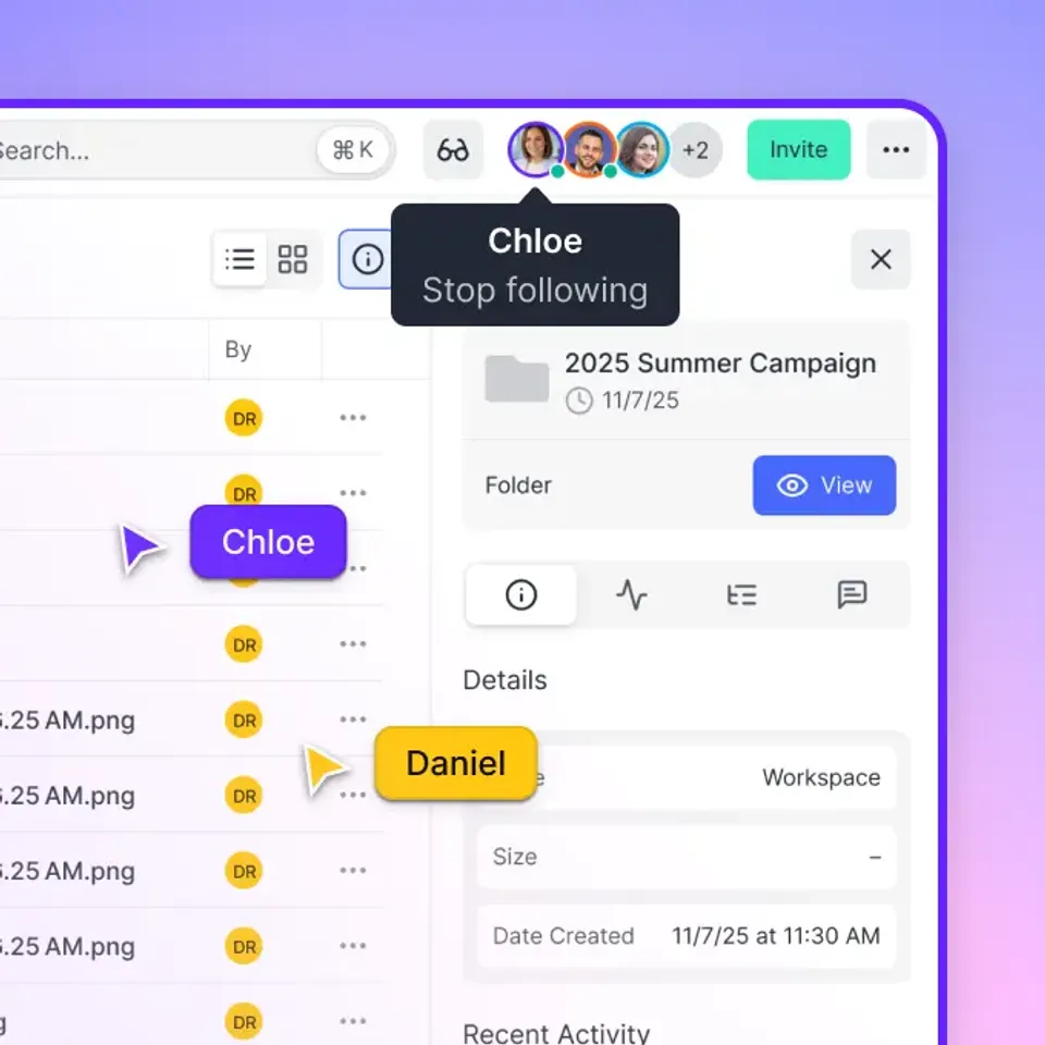Brand asset sharing interface showing organized files and folders