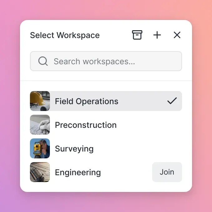 Open Workspaces Interface