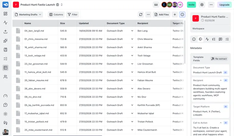 Metadata Views showing extracted fields from documents in a searchable grid