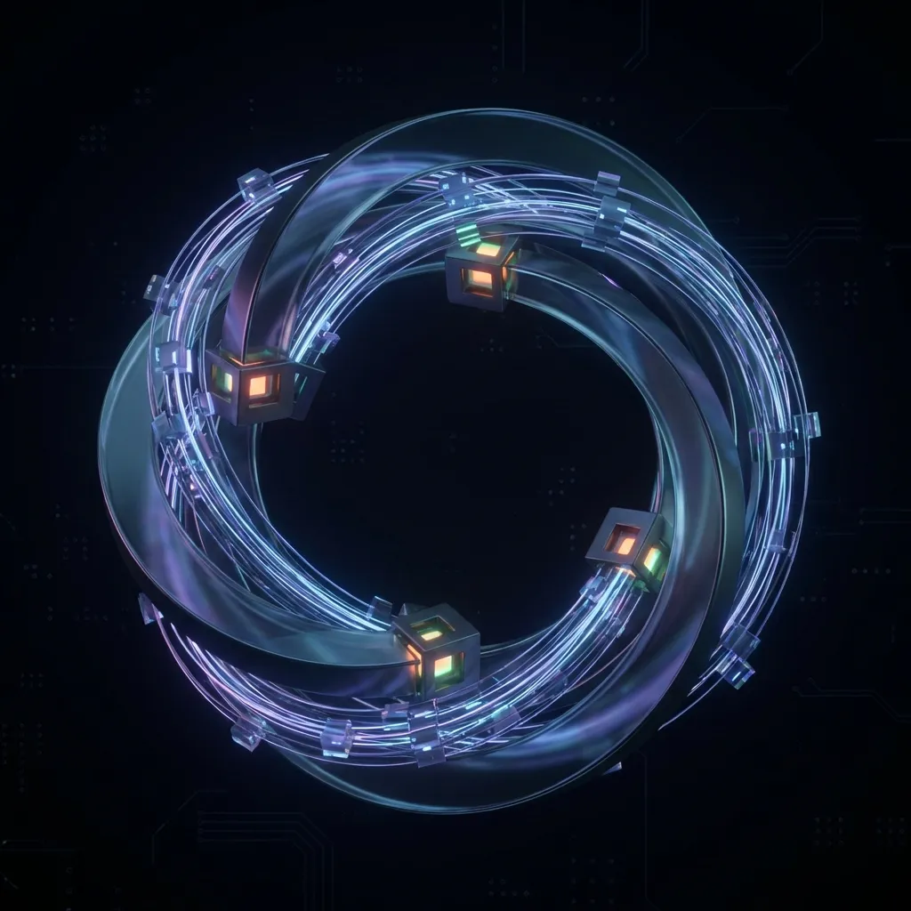 Abstract visualization of AI agent memory blocks being stored and retrieved