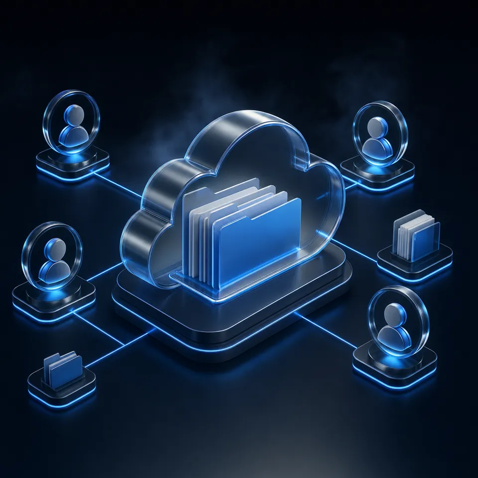 Interface showing Google Workspace Shared Drive folders connected to an intelligent agent workspace