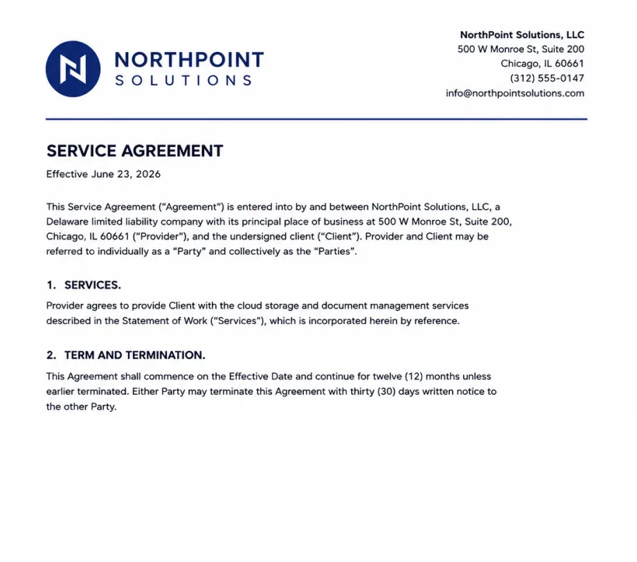 Service Agreement document