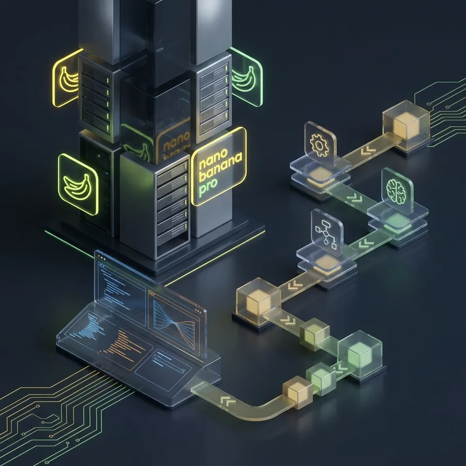 Abstract 3D visualization of a Model Context Protocol server structure