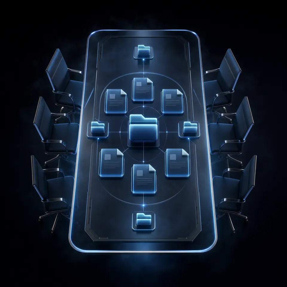 AI agent workspace interface showing file sharing and collaboration tools