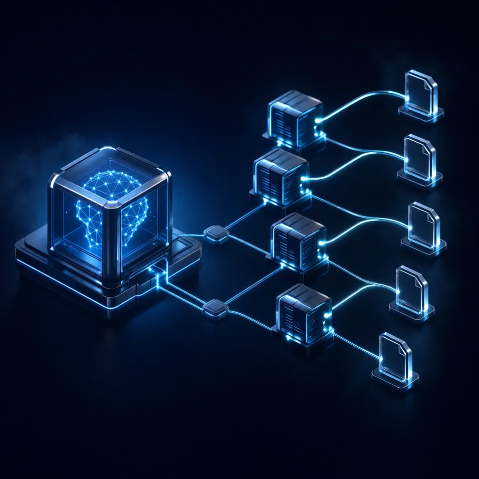 AI-powered workspace and agent integration illustration