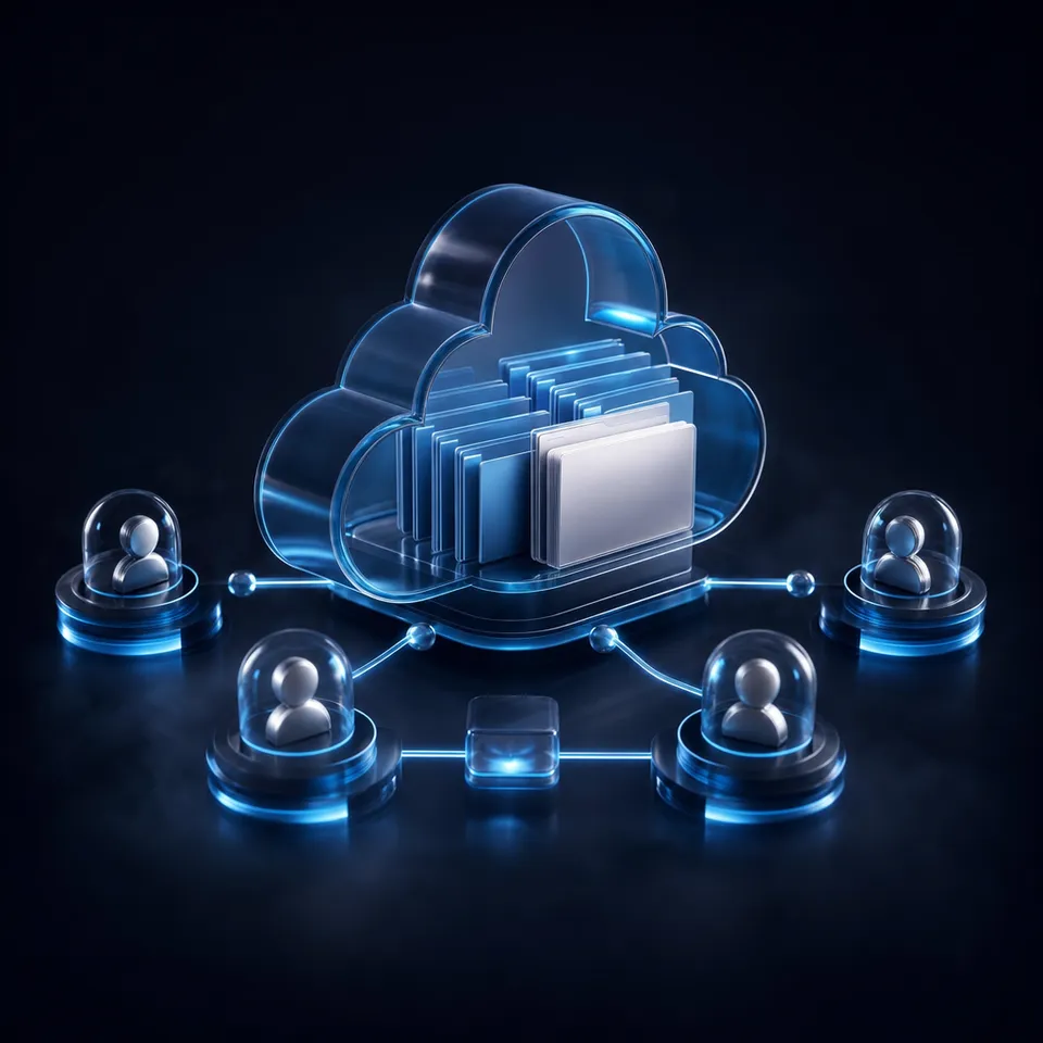 Architecture diagram showing rclone mount connecting OneDrive through FUSE and VFS caching