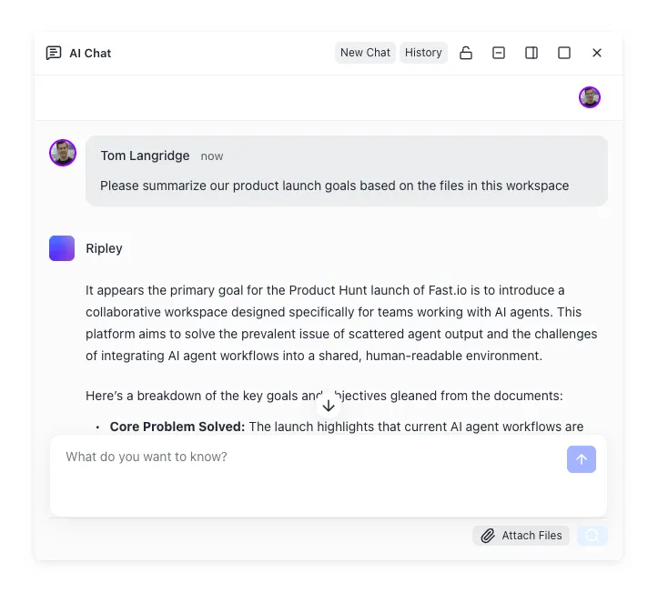 Interactive conversational query interface returning cited answers from document storage