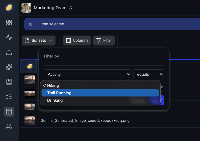 Filter builder for structured data queries